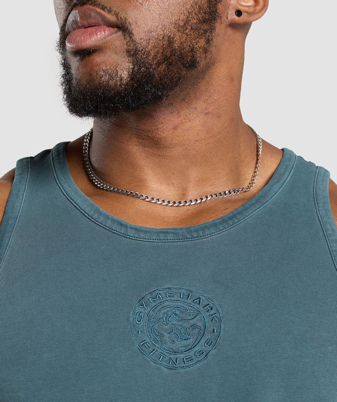 Gymshark Premium Legacy Tank Cargo Blue / Pigment Dye | 96285YQWD