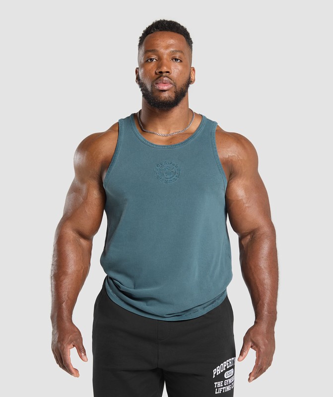 Gymshark Premium Legacy Tank Cargo Blue / Pigment Dye | 96285YQWD