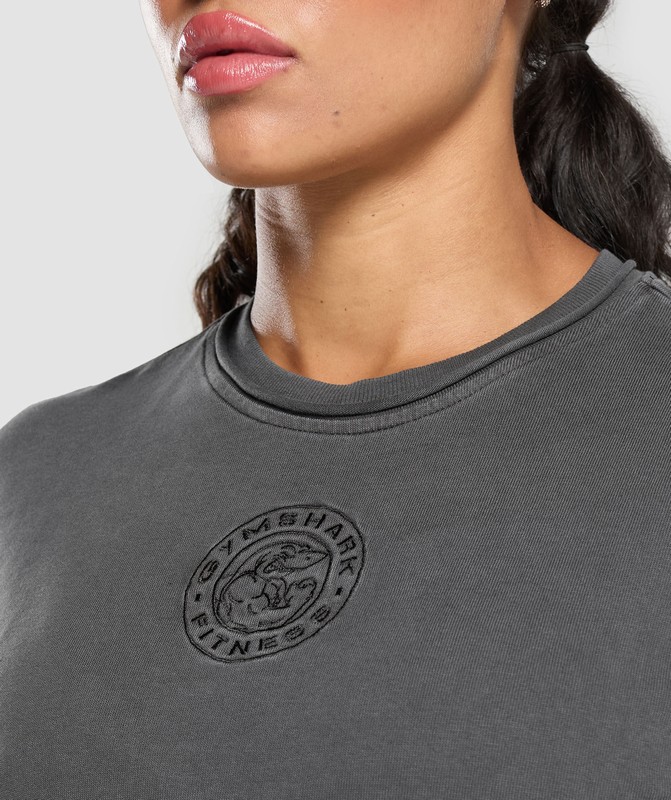 Gymshark Premium Legacy Washed 2-in-1 Long Sleeve Black / Pigment Dye | 89407SUMK