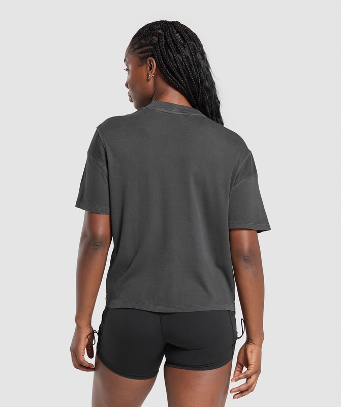 Gymshark Premium Legacy Washed Oversized T-Shirt Black / Pigment Dye | 31629GADW