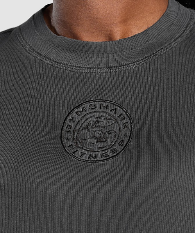 Gymshark Premium Legacy Washed Oversized T-Shirt Black / Pigment Dye | 31629GADW