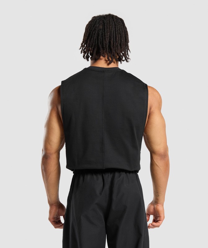 Gymshark Premium Lifting Boxy Cut Off Tank Black | 26508AXFL