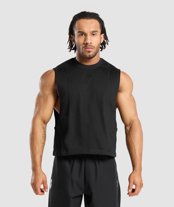 Gymshark Premium Lifting Boxy Cut Off Tank Black | 26508AXFL
