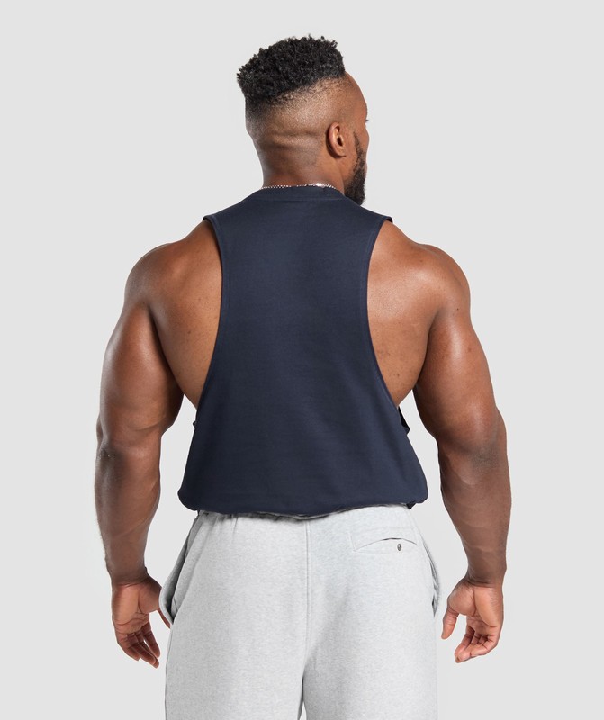 Gymshark Premium Lifting Drop Arm Tank Heavy Blue | 64285GUTP