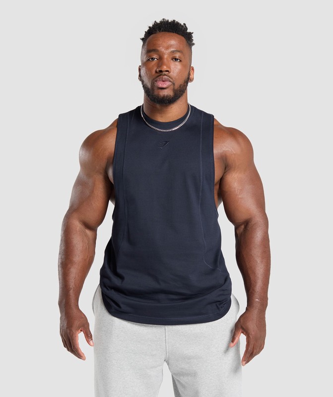 Gymshark Premium Lifting Drop Arm Tank Heavy Blue | 64285GUTP