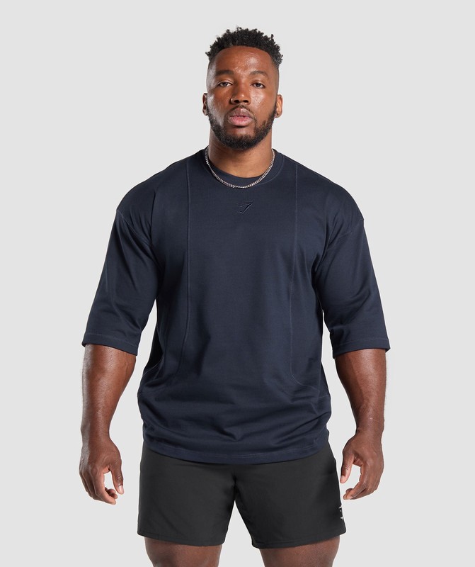 Gymshark Premium Lifting T-Shirt Heavy Blue | 20518NEOV