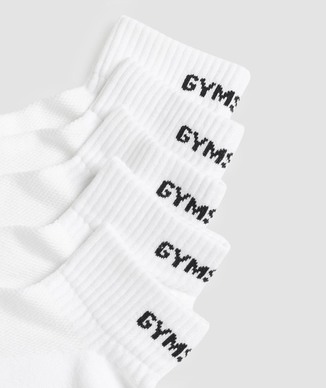 Gymshark Quarter Socks 5pk White | 45318MWUR