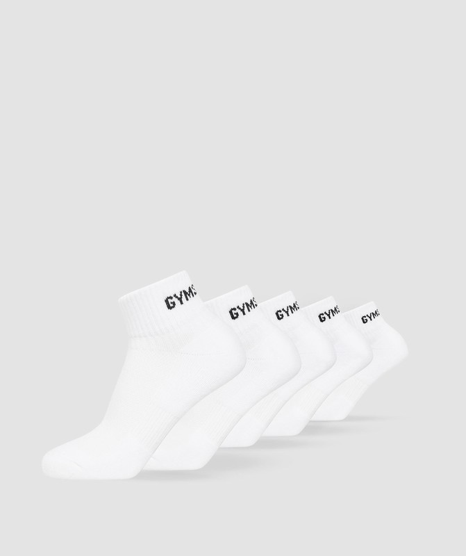 Gymshark Quarter Socks 5pk White | 45318MWUR