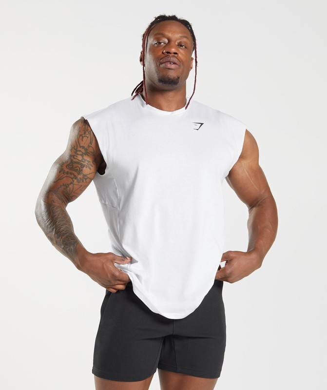 Gymshark React Cut Off Tank White | 67943GJRY