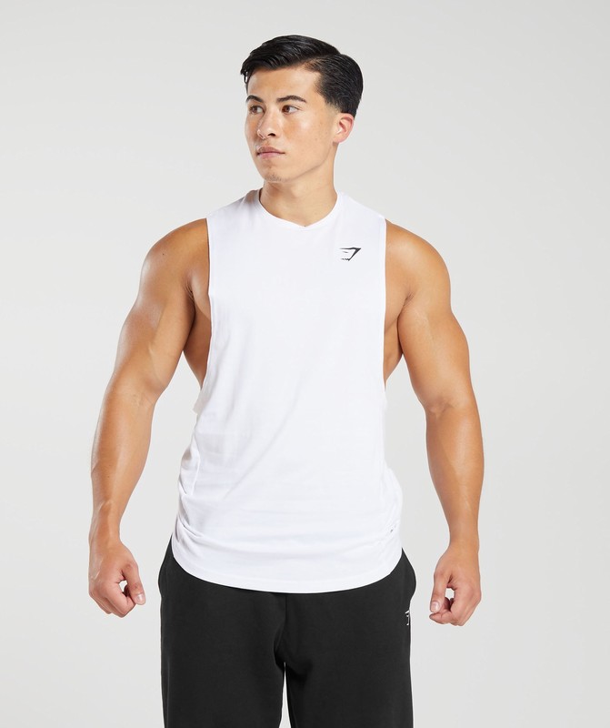 Gymshark React Drop Arm Tank White | 17924DUVX