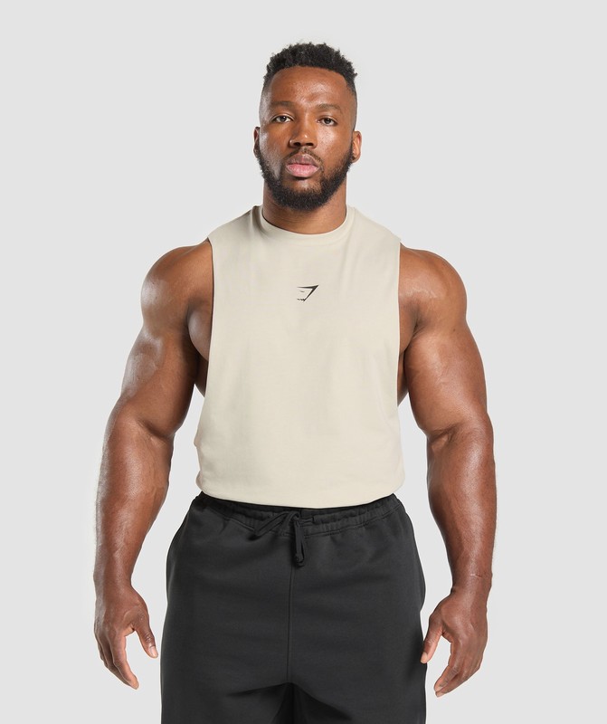 Gymshark Reaper Drop Arm Tank Pebble Grey | 19845YUVW