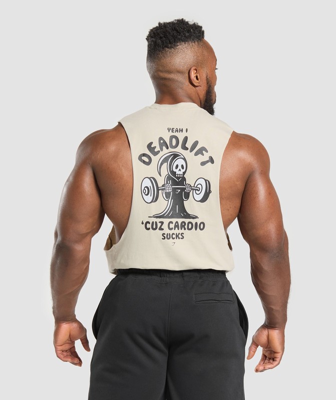 Gymshark Reaper Drop Arm Tank Pebble Grey | 19845YUVW