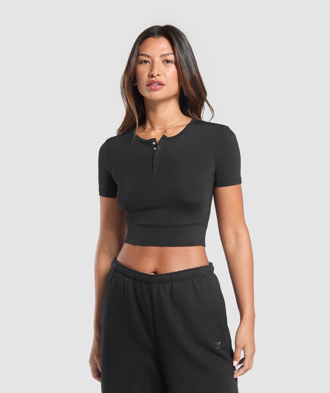 Gymshark Rest Day Buttery Soft Midi Top Black | 35164BUIZ
