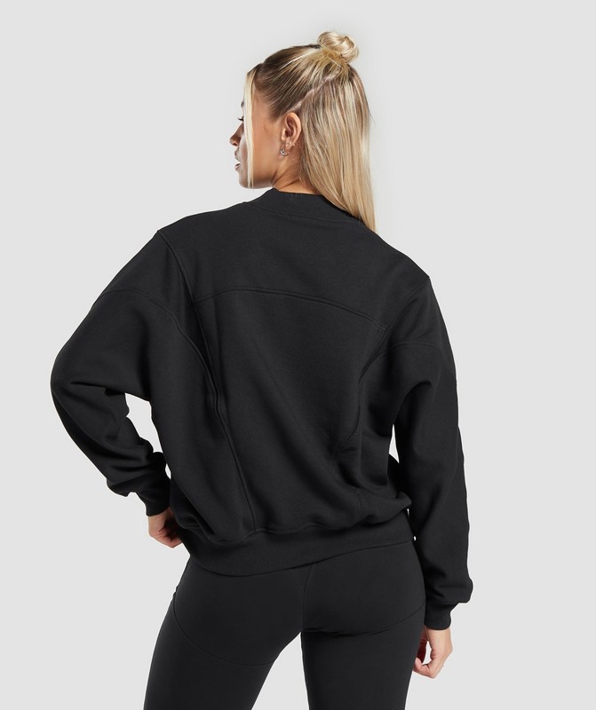 Gymshark Rest Day Cotton Contour Pullover Black | 01236JEVC