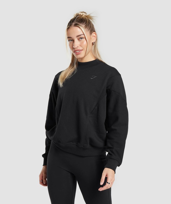 Gymshark Rest Day Cotton Contour Pullover Black | 01236JEVC