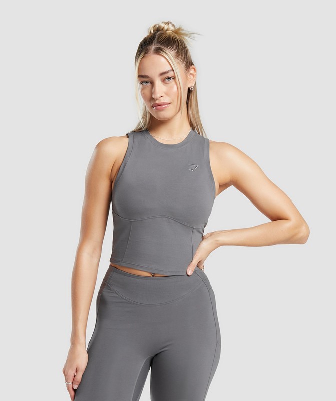 Gymshark Rest Day Cotton Contour Tank Brushed Grey | 49602BNEJ