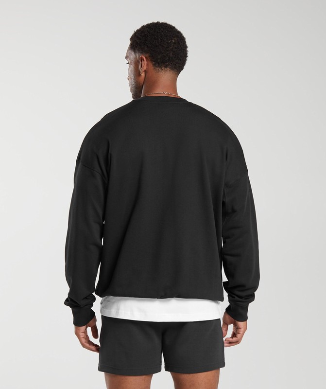 Gymshark Rest Day Essential Crew Black | 39106OPHM