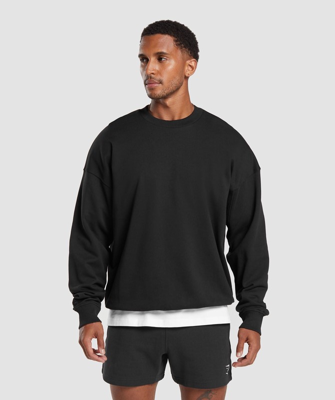 Gymshark Rest Day Essential Crew Black | 39106OPHM