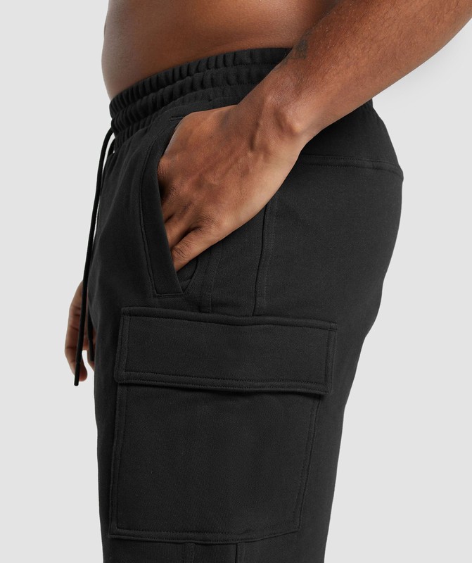 Gymshark Rest Day Essentials Cargo 7" Shorts Black | 79356JEXN