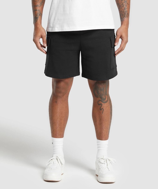 Gymshark Rest Day Essentials Cargo 7" Shorts Black | 79356JEXN