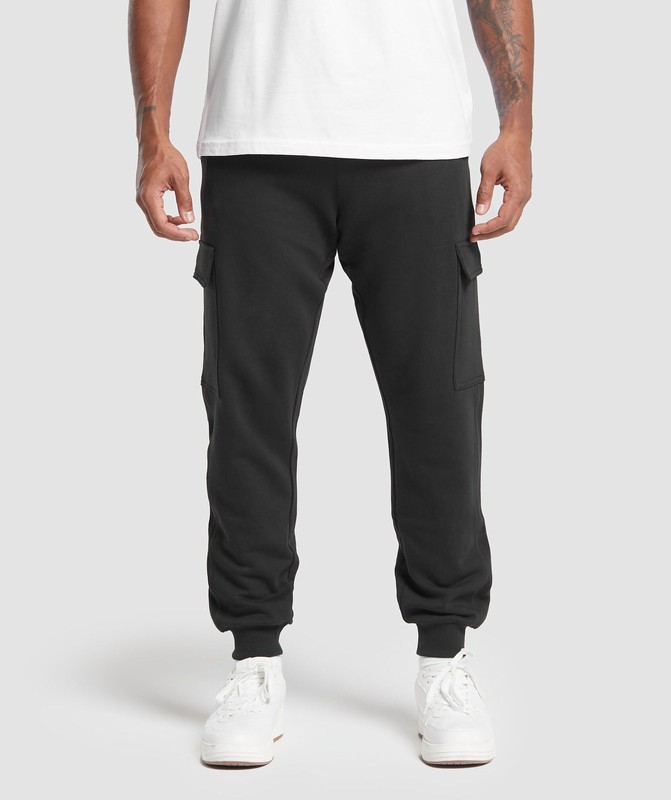 Gymshark Rest Day Essentials Cargo Joggers Black | 19346GVSA