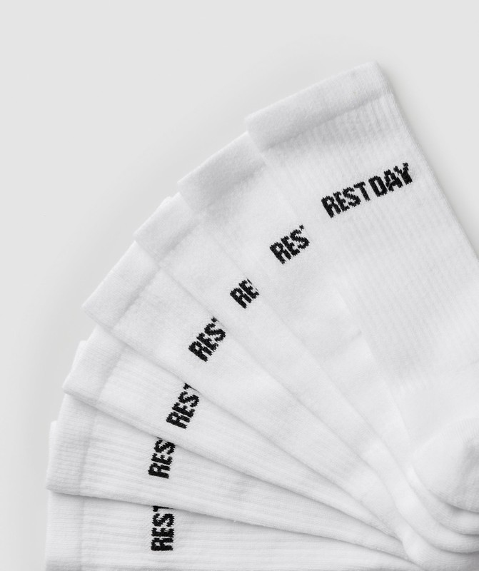 Gymshark Rest Day Graphic Socks 7pk White | 37269PSTV