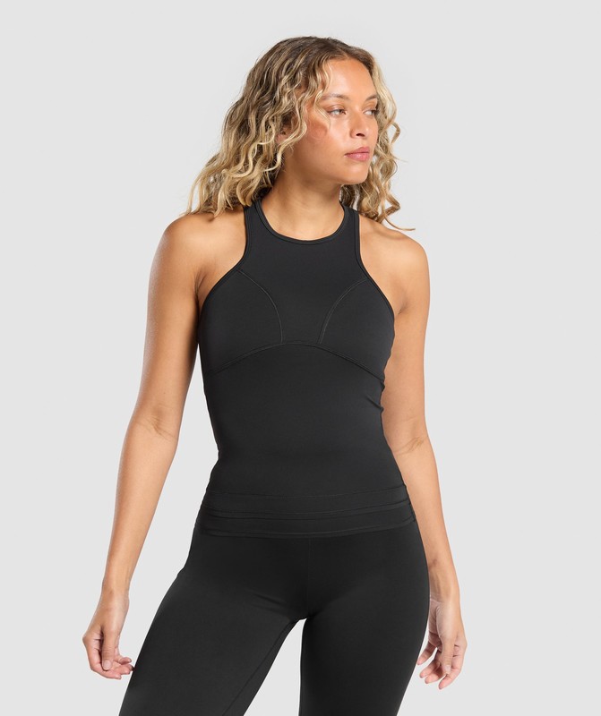Gymshark Rest Day Luxe Racer Tank Black | 89475YKXM