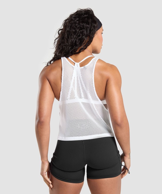 Gymshark Rest Day Mesh Midi Tank White | 17486SWDV