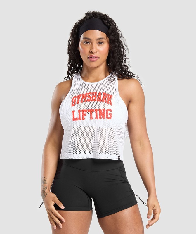 Gymshark Rest Day Mesh Midi Tank White | 17486SWDV
