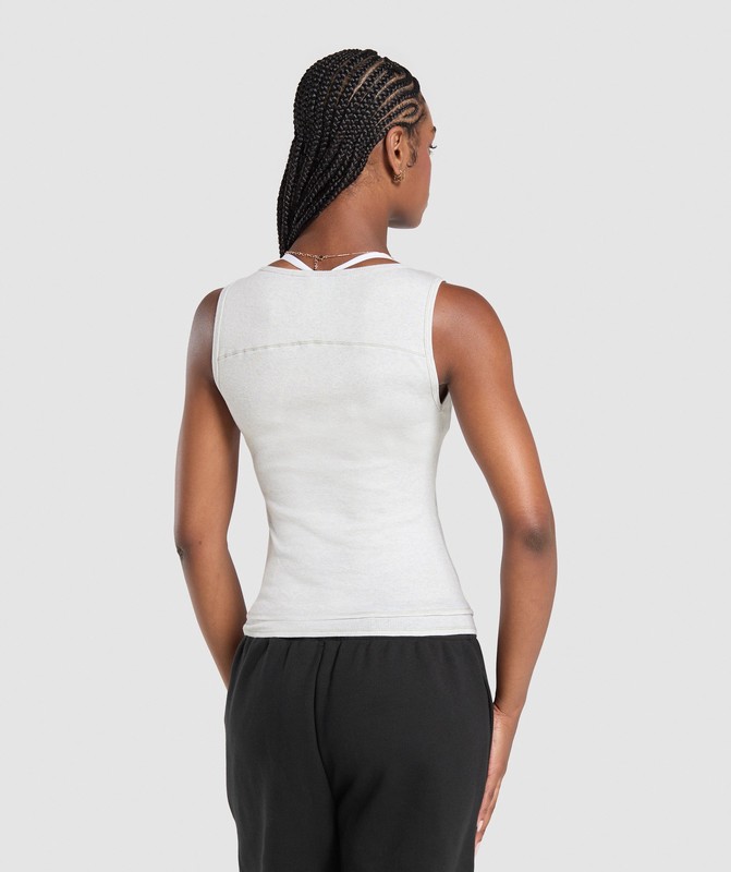 Gymshark Rest Day Rib Top White Marl | 27318OGLR