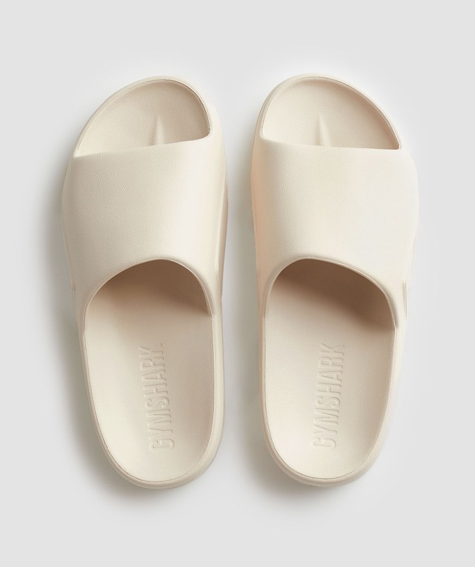 Gymshark Rest Day Slides Ecru White | 71594KPVW