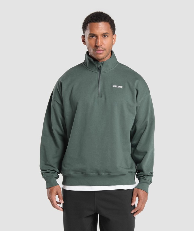 Gymshark Rest Day Sweats 1/4 Zip Slate Teal | 90652DSZA