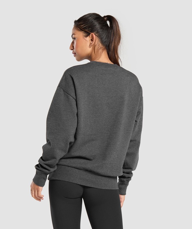 Gymshark Rest Day Sweats Crew Black Core Marl | 24918GPCM