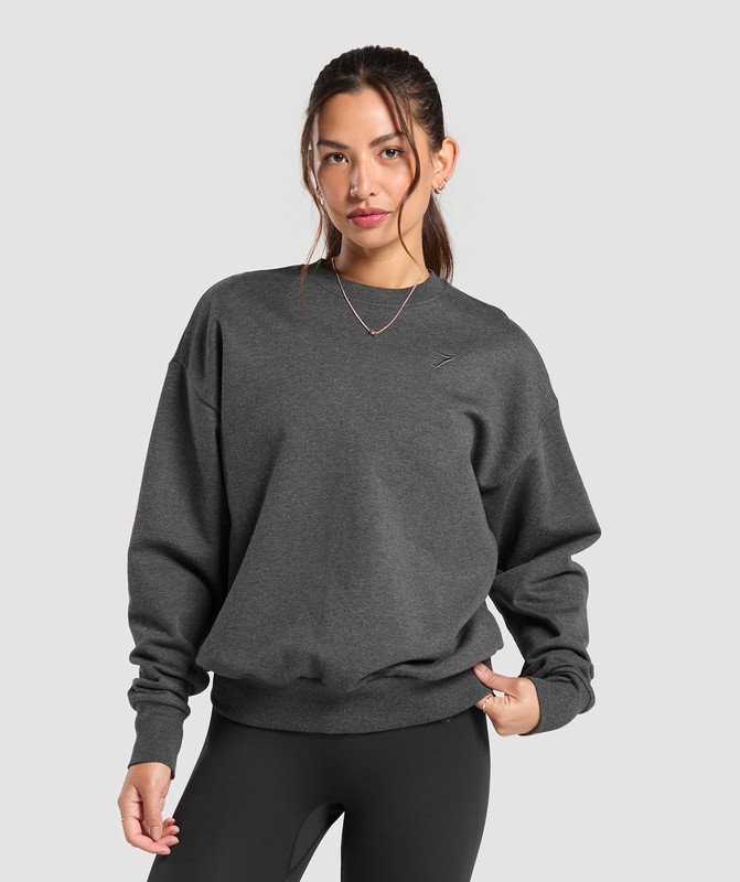 Gymshark Rest Day Sweats Crew Black Core Marl | 24918GPCM