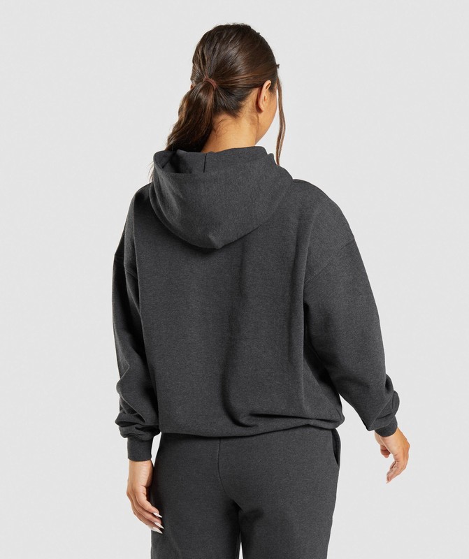 Gymshark Rest Day Sweats Hoodie Black Core Marl | 94836KVWM