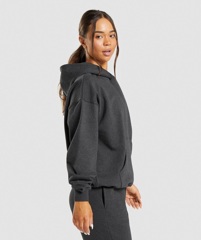 Gymshark Rest Day Sweats Hoodie Black Core Marl | 94836KVWM