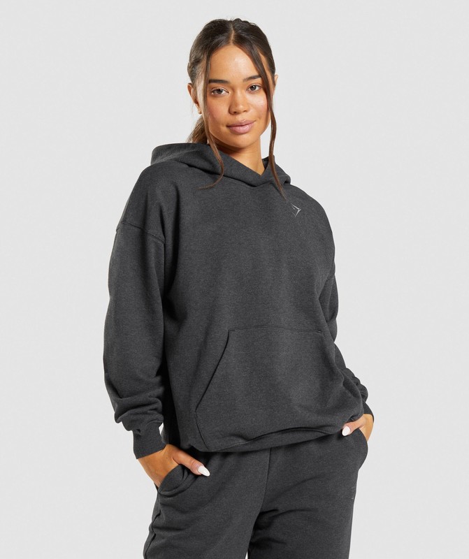 Gymshark Rest Day Sweats Hoodie Black Core Marl | 94836KVWM