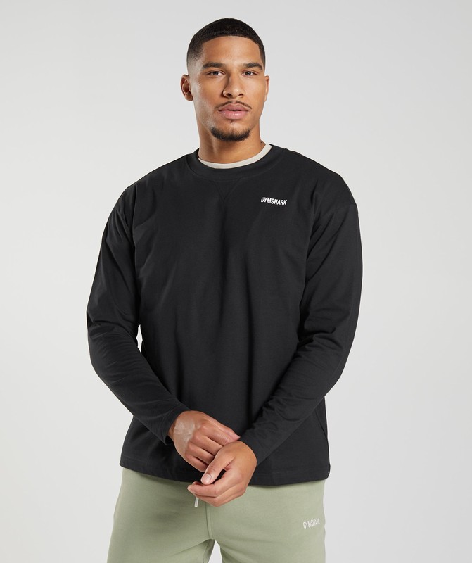 Gymshark Rest Day Sweats Long Sleeve T-Shirt Black | 23170EQDH
