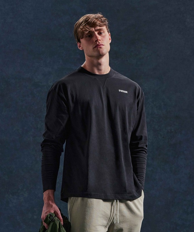 Gymshark Rest Day Sweats Long Sleeve T-Shirt Black | 23170EQDH