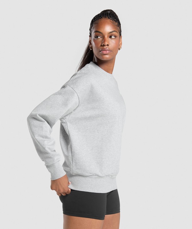 Gymshark Rest Day Sweats Oversized Crew Light Grey Core Marl | 37469MBWG
