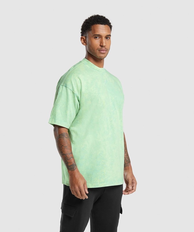 Gymshark Rest Day Washed T-Shirt Lido Green | 75846CZRQ