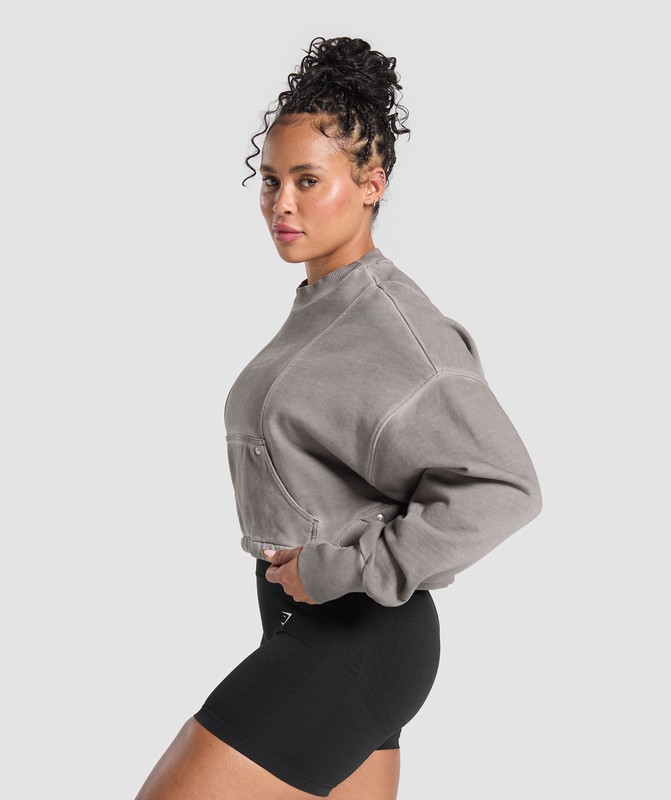 Gymshark Restday Heavyweight Sweatshirt Metal Grey /  Asphalt Grey / Wash | 90286TVEQ