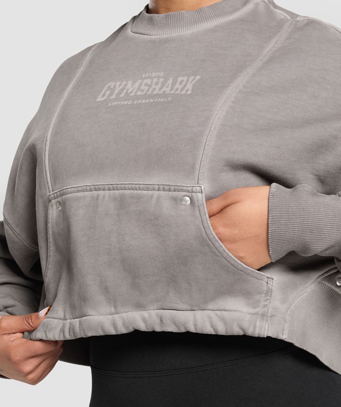Gymshark Restday Heavyweight Sweatshirt Metal Grey /  Asphalt Grey / Wash | 90286TVEQ
