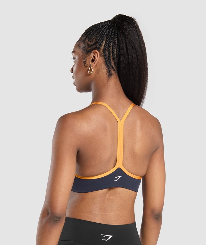 Gymshark Retro Club Sports Bra Heavy Blue / Fitness Orange | 74125ZCPV