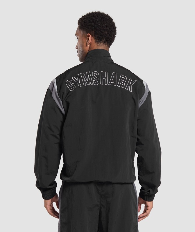 Gymshark Retro Track Jacket Black / Dark Grey / Smokey Grey | 02971DWVB
