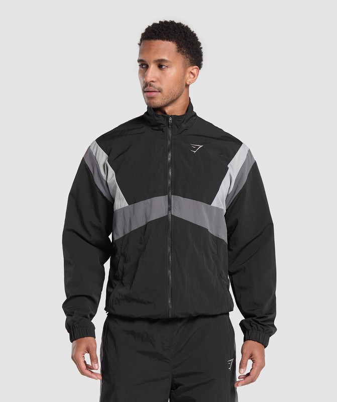 Gymshark Retro Track Jacket Black / Dark Grey / Smokey Grey | 02971DWVB