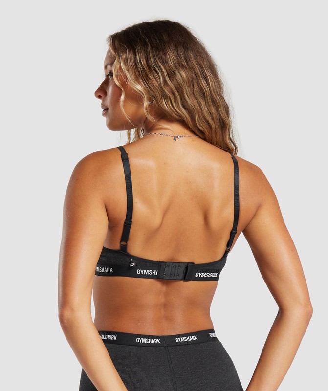 Gymshark Rib Bralette Bros Midnight Black Marl | 43918EUTL
