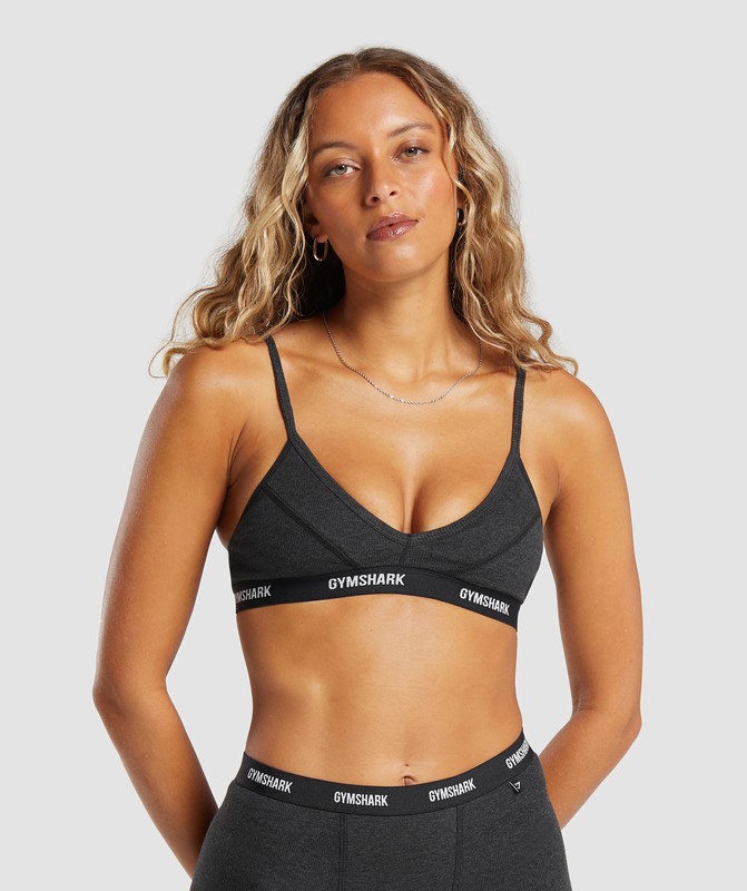 Gymshark Rib Bralette Bros Midnight Black Marl | 43918EUTL