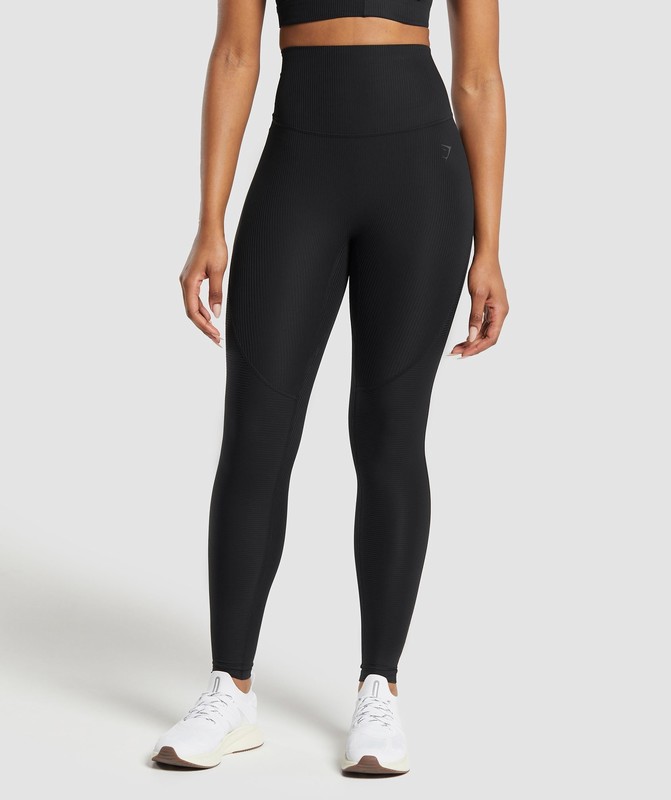 Gymshark Ribbed Legging Black | 20471HDEL