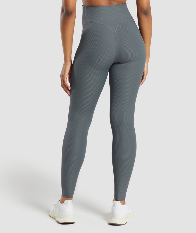 Gymshark Ribbed Leggings Strong Grey | 83276KGWB